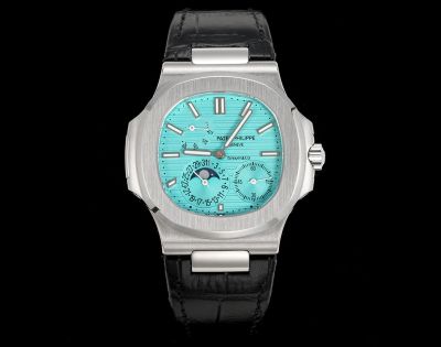 Patek Philippe Nautilus Cal.240PS 40mm Black Leather Strap Tiffany Blue Dial Watch